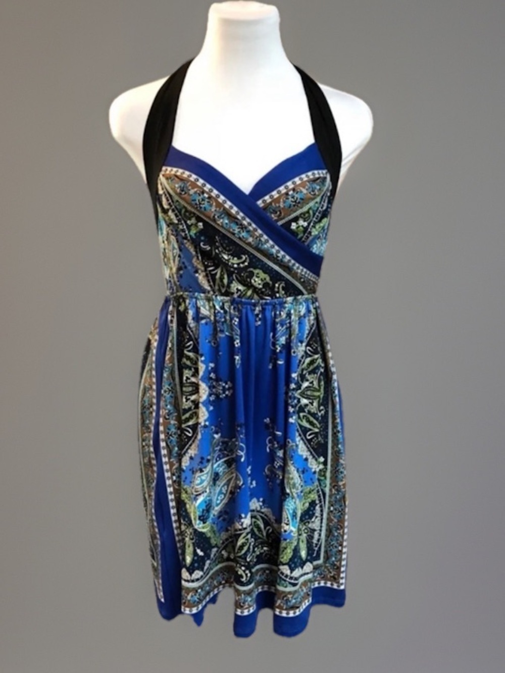 ARDEN B.Paisley Festival CHIC Vibrant Pocketed Sexy Halter Dress sz S